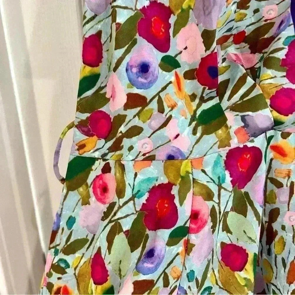 eShakti Wayward Fancies Floral Dress 16/XL V Neck Pockets Scarf Hem Cottagecore - Picture 9 of 17